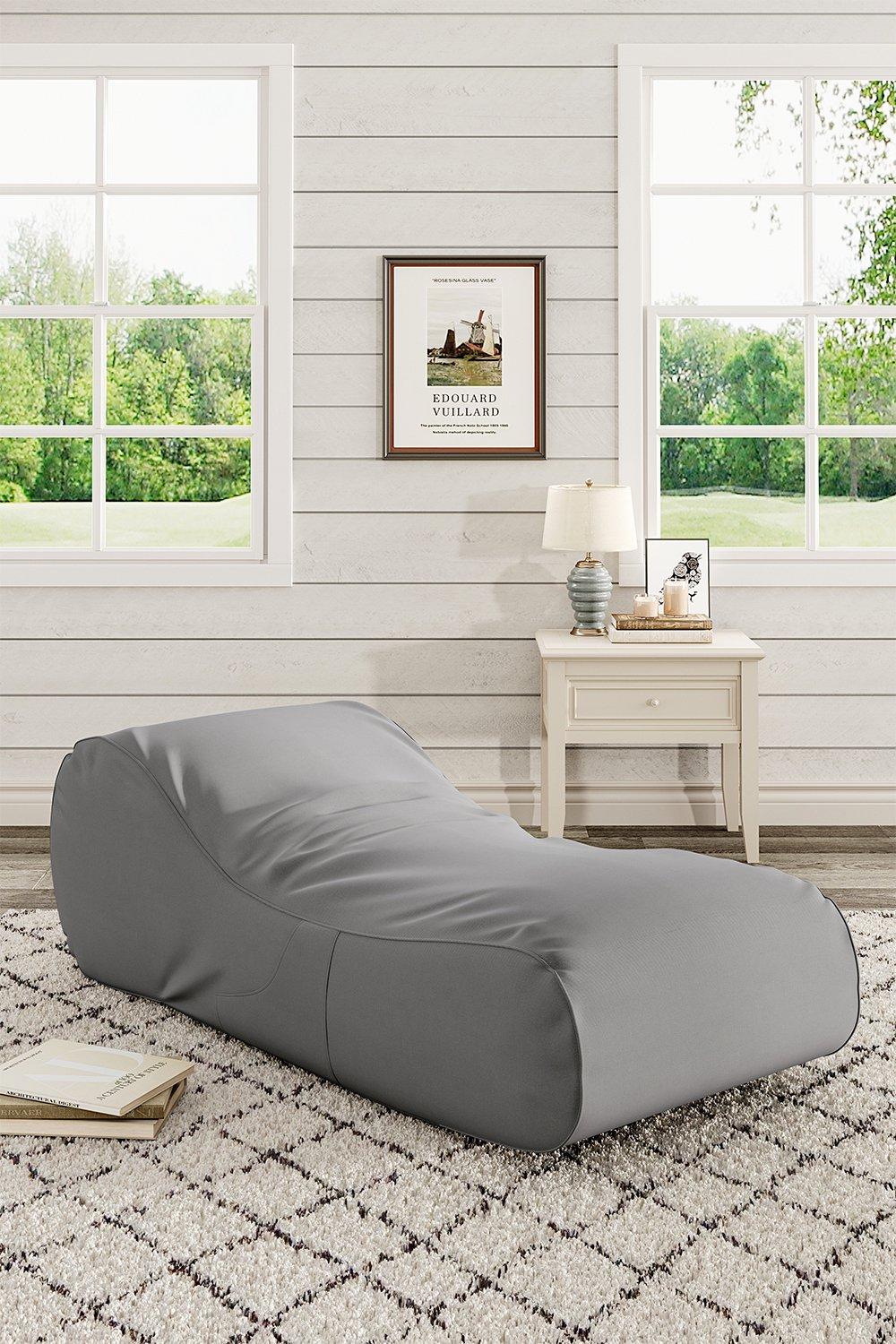 Dark Grey Comfy Floor Bean Bag Soft Ergonomic Single Sofa Bed